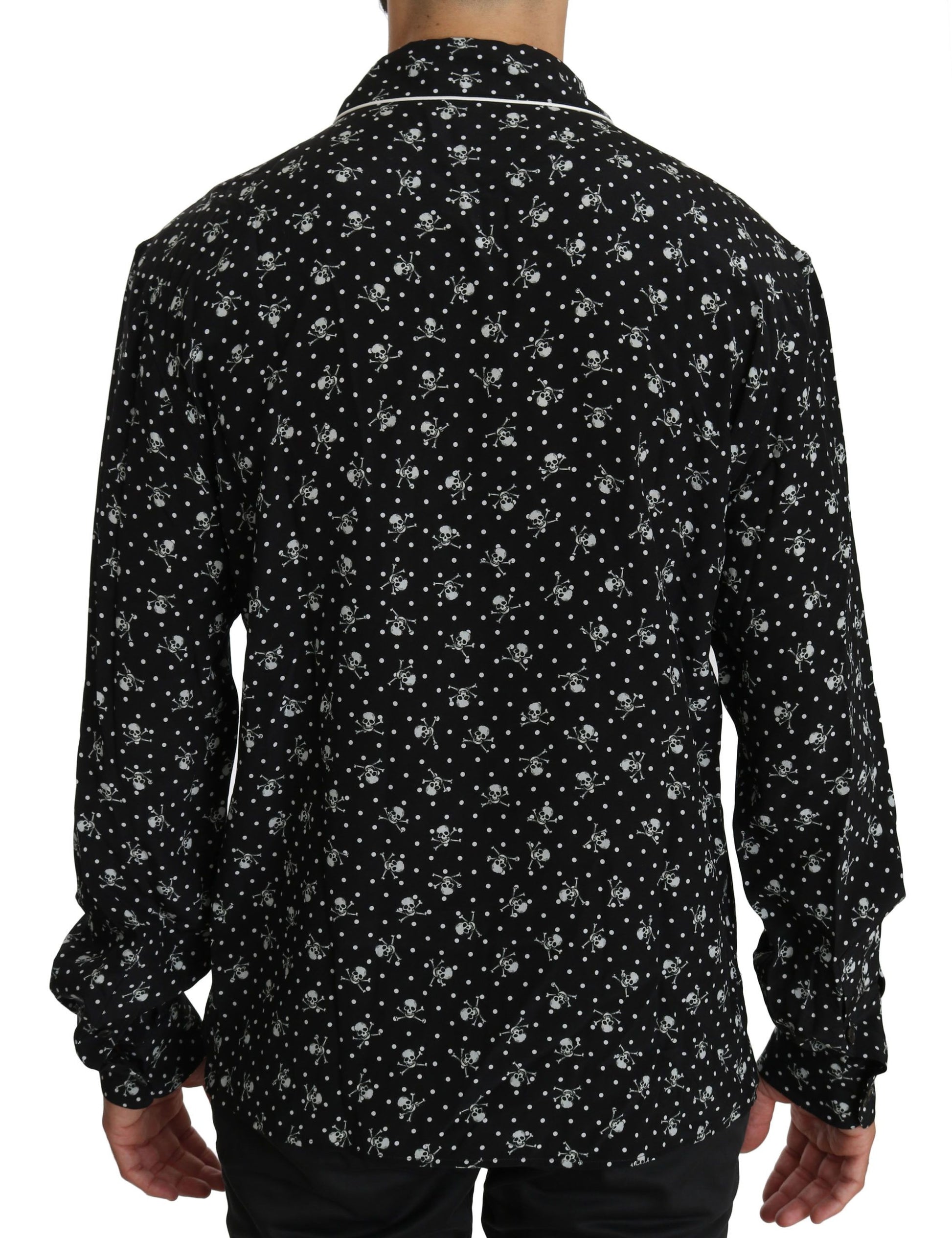 Dolce & Gabbana Elegant Silk Pajama Shirt with Skull Print