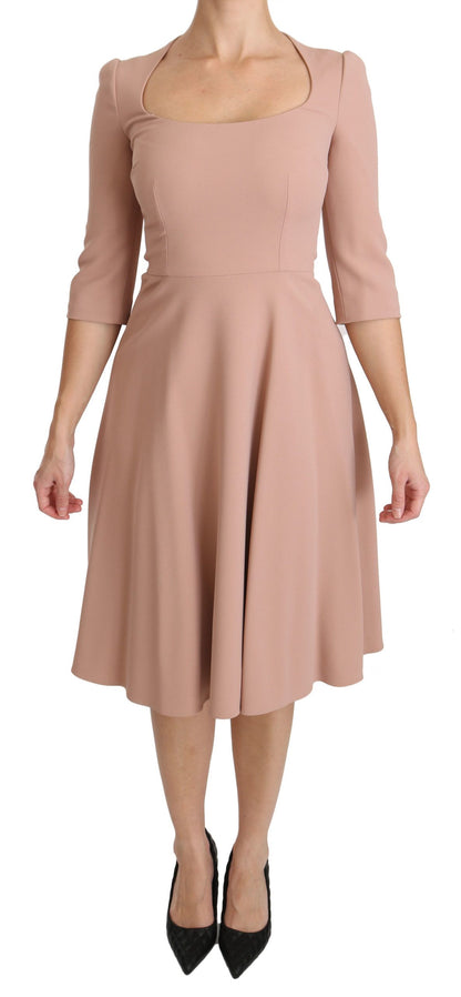 Dolce & Gabbana Elegant Light Pink A-Line Knee Length Dress