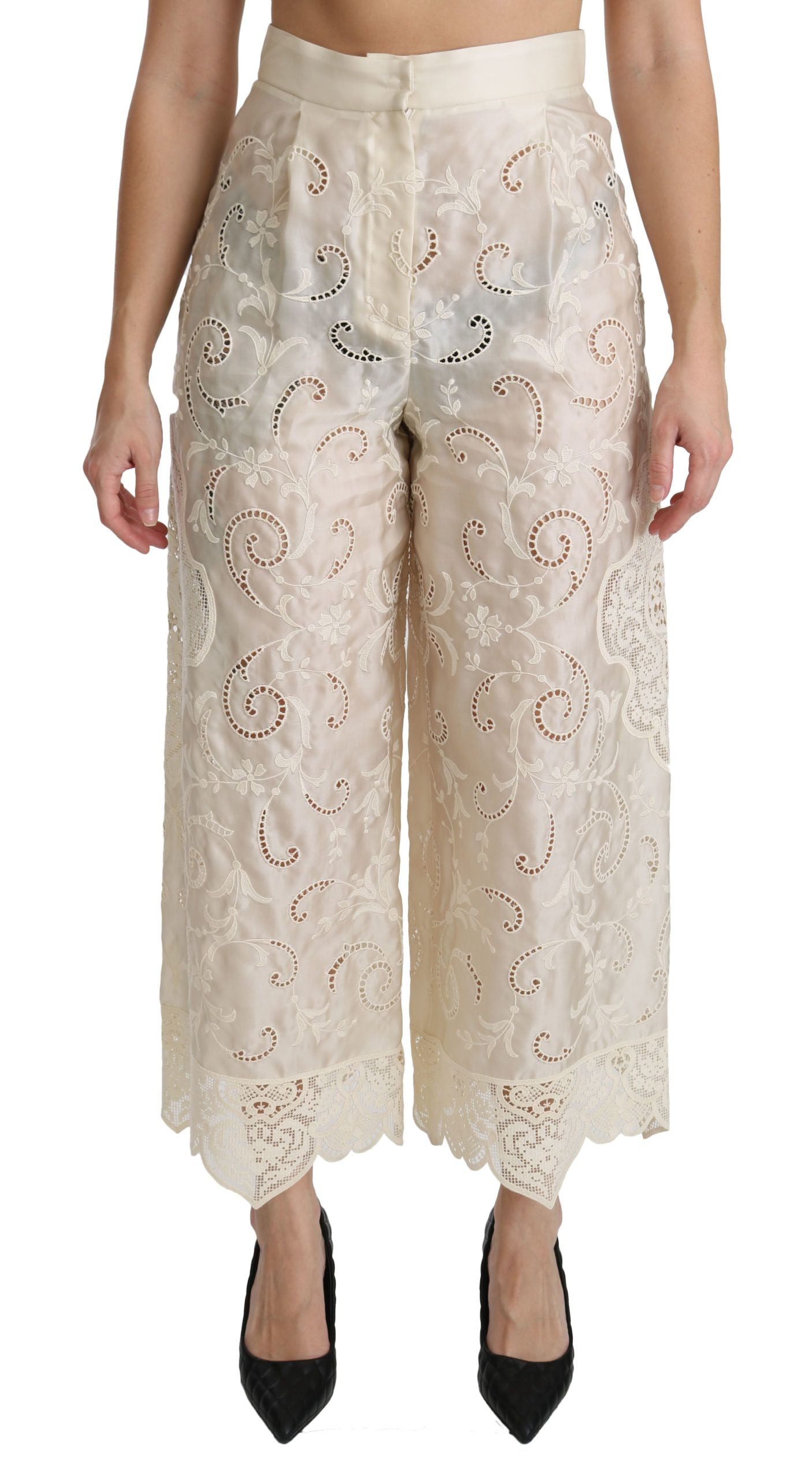 Pantalones palazzo cropped elegantes de talle alto de Dolce &amp; Gabbana