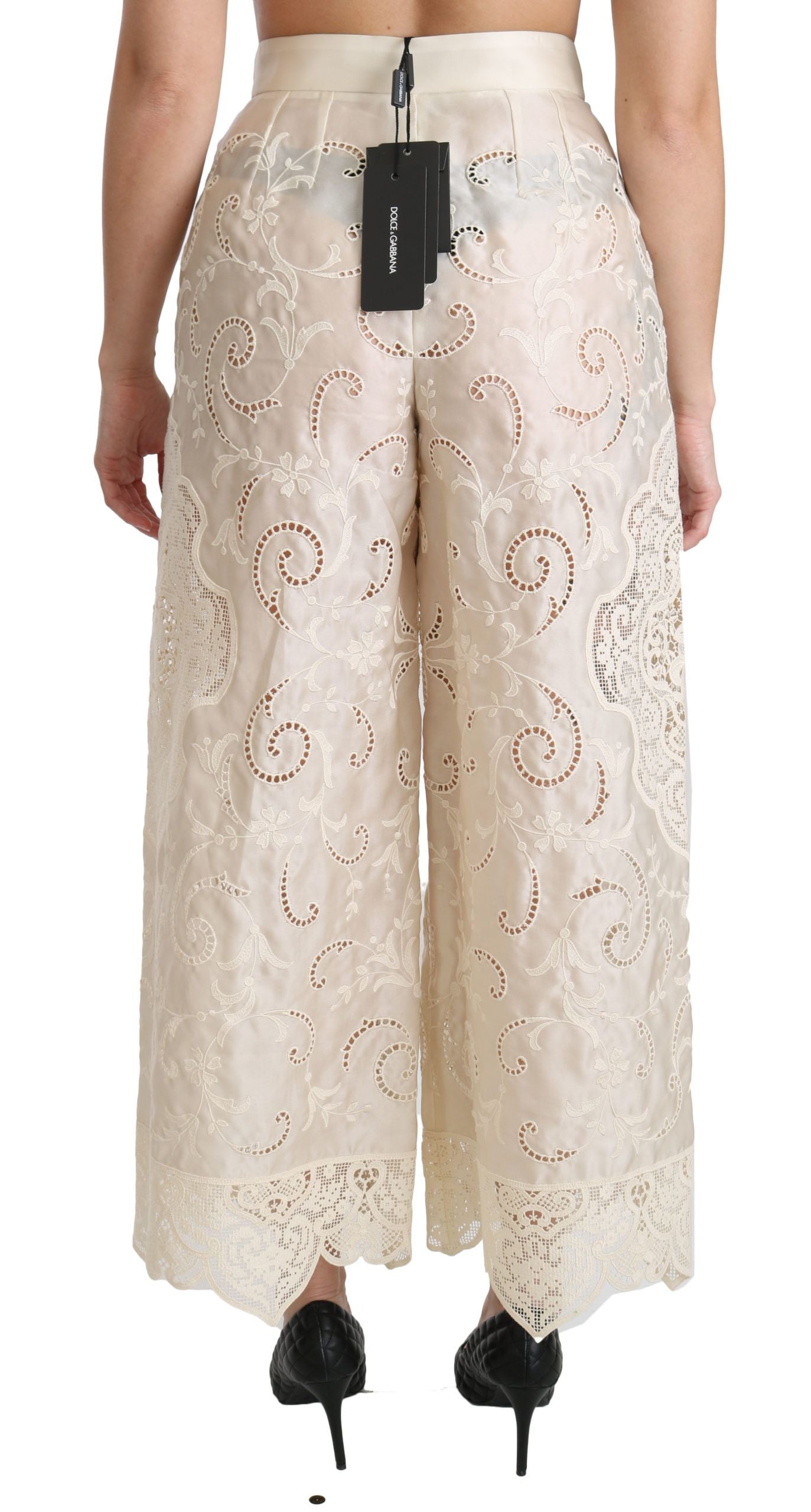 Pantalones palazzo cropped elegantes de talle alto de Dolce &amp; Gabbana