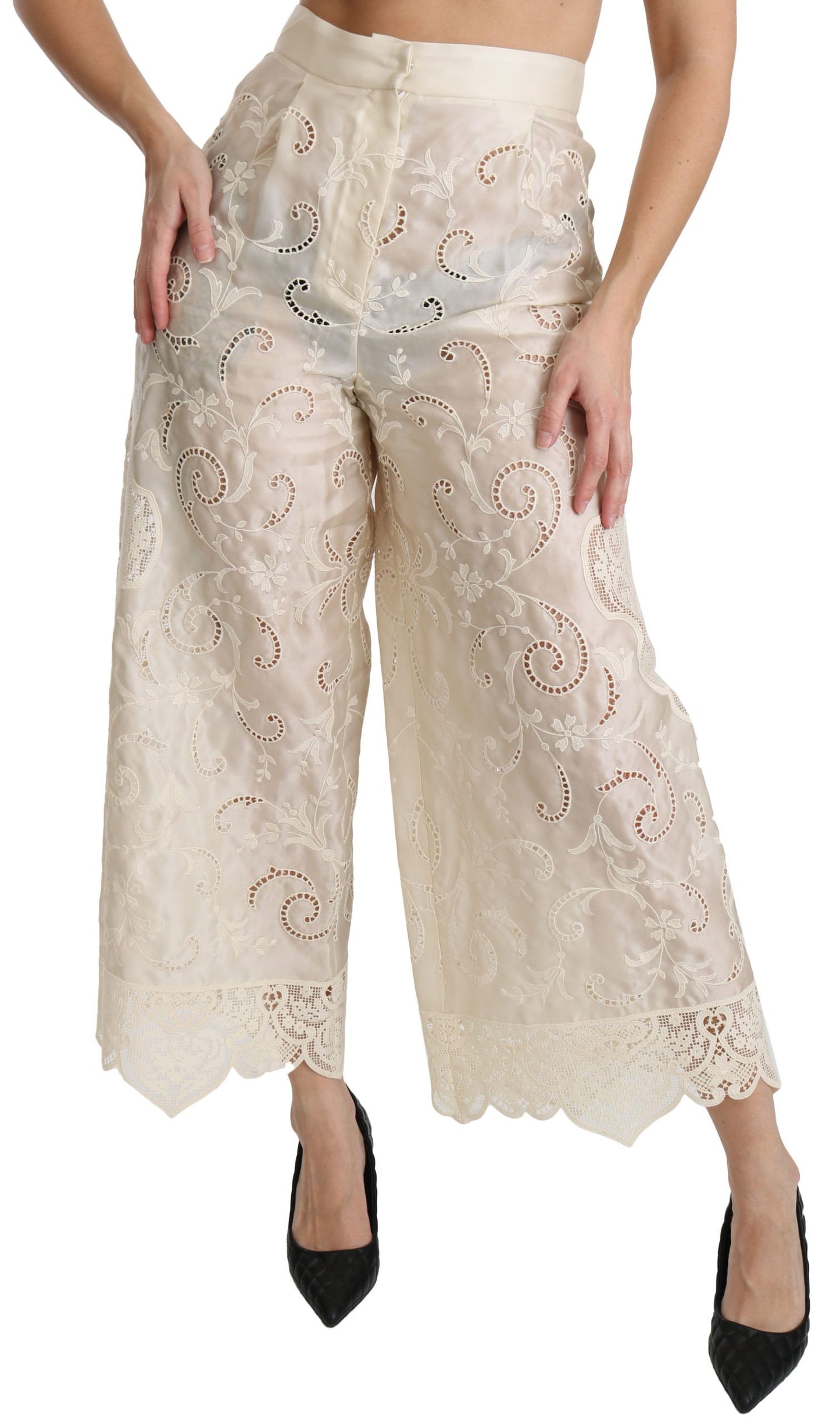 Pantalones palazzo cropped elegantes de talle alto de Dolce &amp; Gabbana