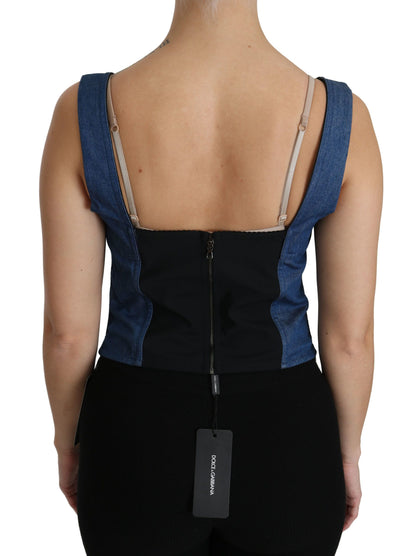 Top tipo bustier elegante sin mangas en azul de Dolce &amp; Gabbana