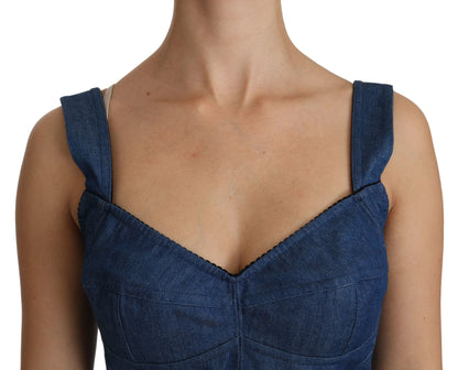 Top tipo bustier elegante sin mangas en azul de Dolce &amp; Gabbana