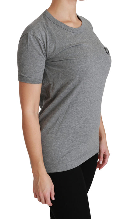 Camiseta de cuello redondo con parche Amore en gris chic de Dolce &amp; Gabbana