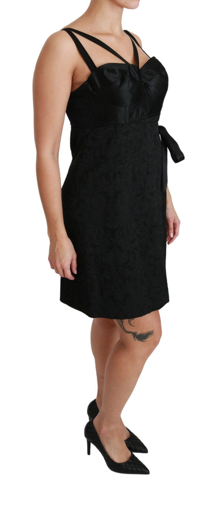 Dolce & Gabbana Elegant Black Jacquard Sheath Dress