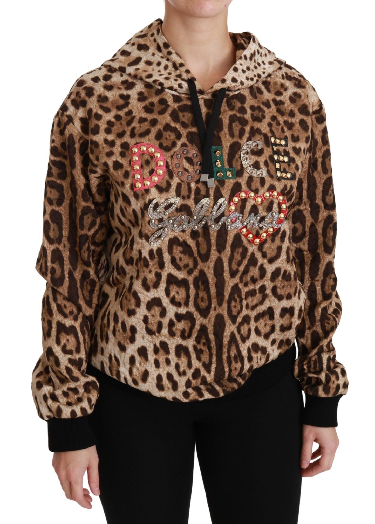 Suéter elegante con capucha y estampado de leopardo de Dolce &amp; Gabbana