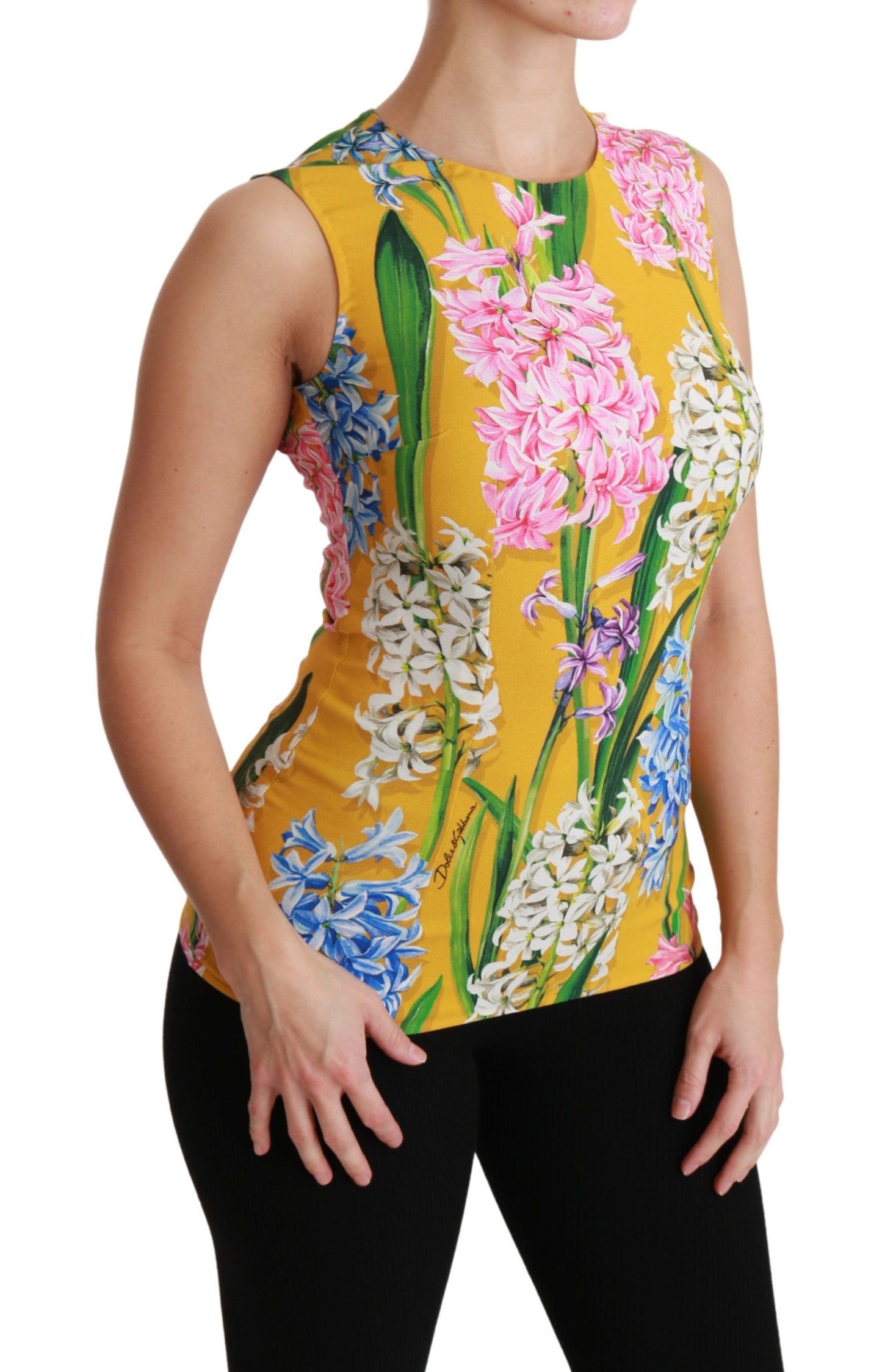 Blusa sin mangas con cuello redondo y estampado floral Sunshine de Dolce &amp; Gabbana