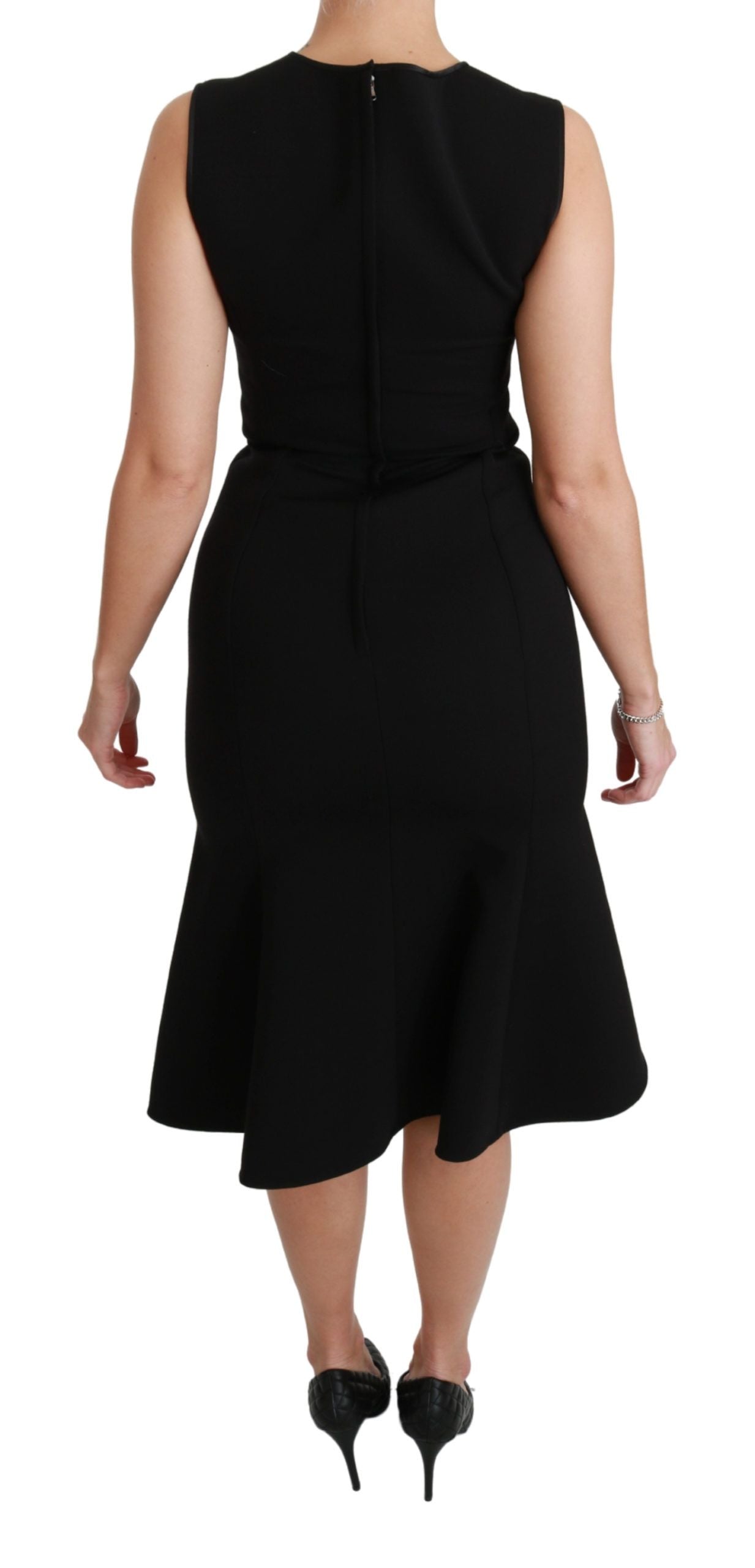 Dolce & Gabbana Elegant Black Fit Flare Wool Blend Dress