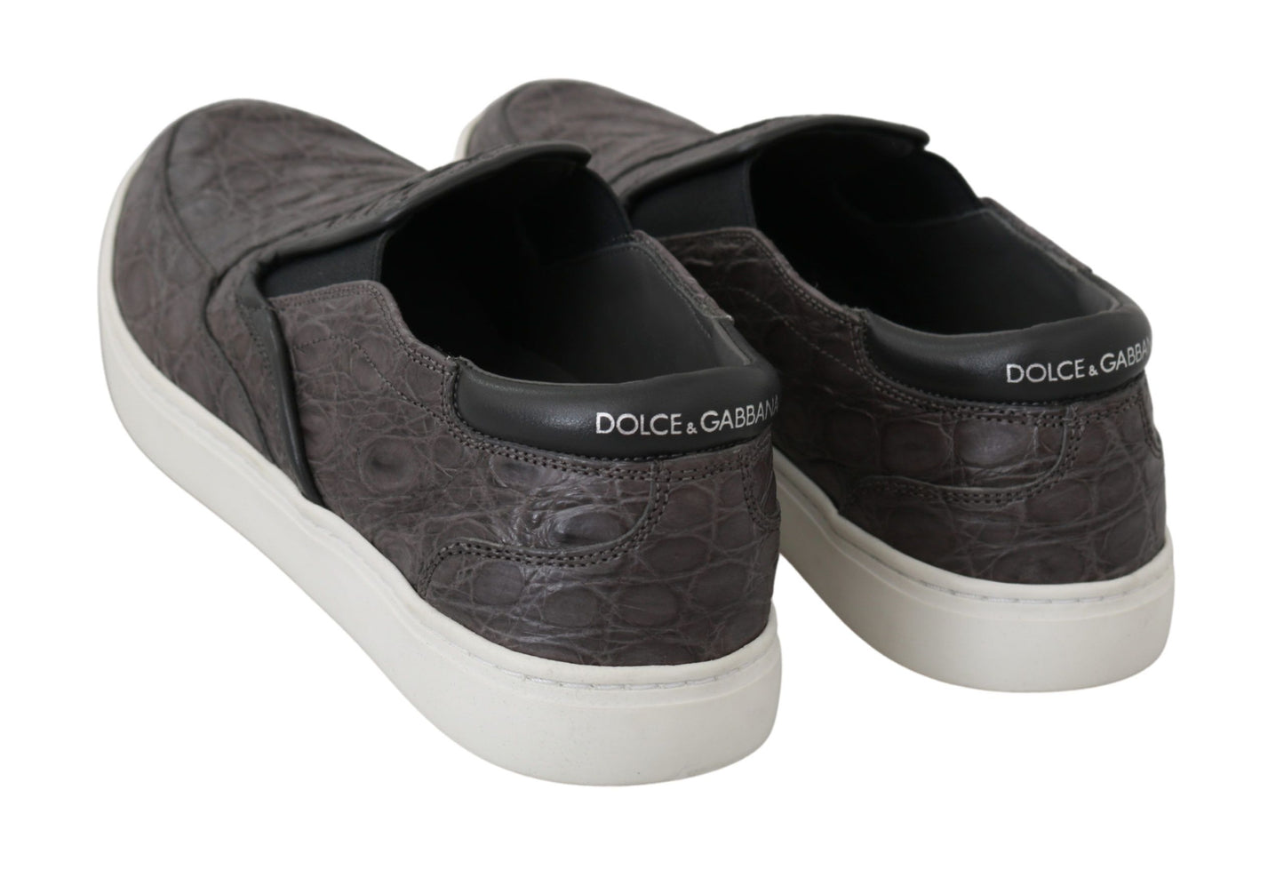 Mocasines elegantes de piel de caimán gris de Dolce &amp; Gabbana