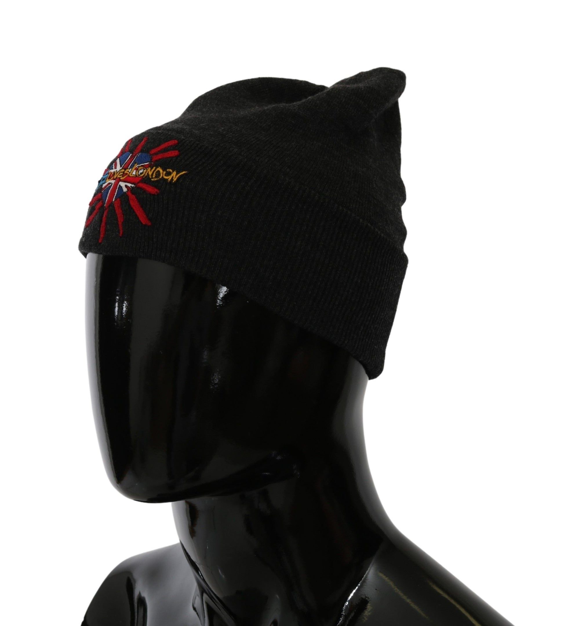 Gorro gris elegante con bordado exclusivo de Dolce &amp; Gabbana