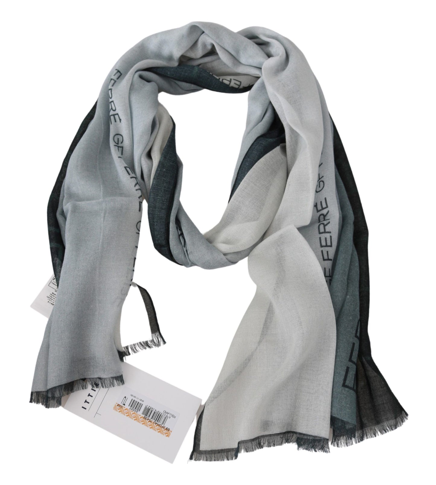 Costume National Elegant Blue Gray Wool Blend Scarf