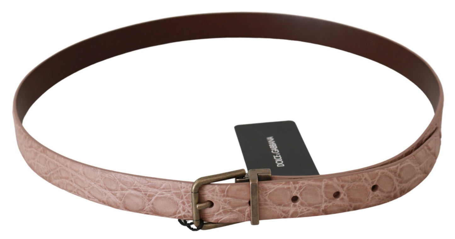 Dolce & Gabbana Elegant Exotic Skin Brushed Gold Buckle Belt