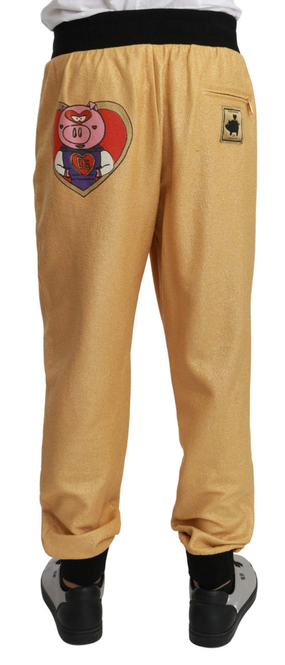 Pantalones deportivos elegantes con motivo dorado de Dolce &amp; Gabbana