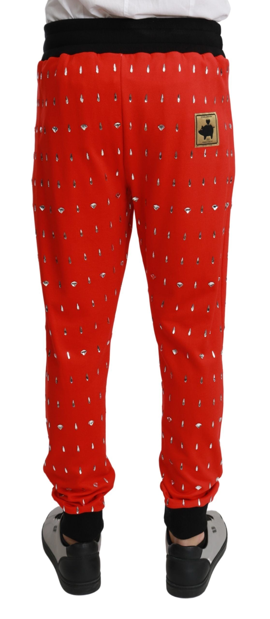 Pantalones deportivos con estampado elegante de hucha roja de Dolce &amp; Gabbana