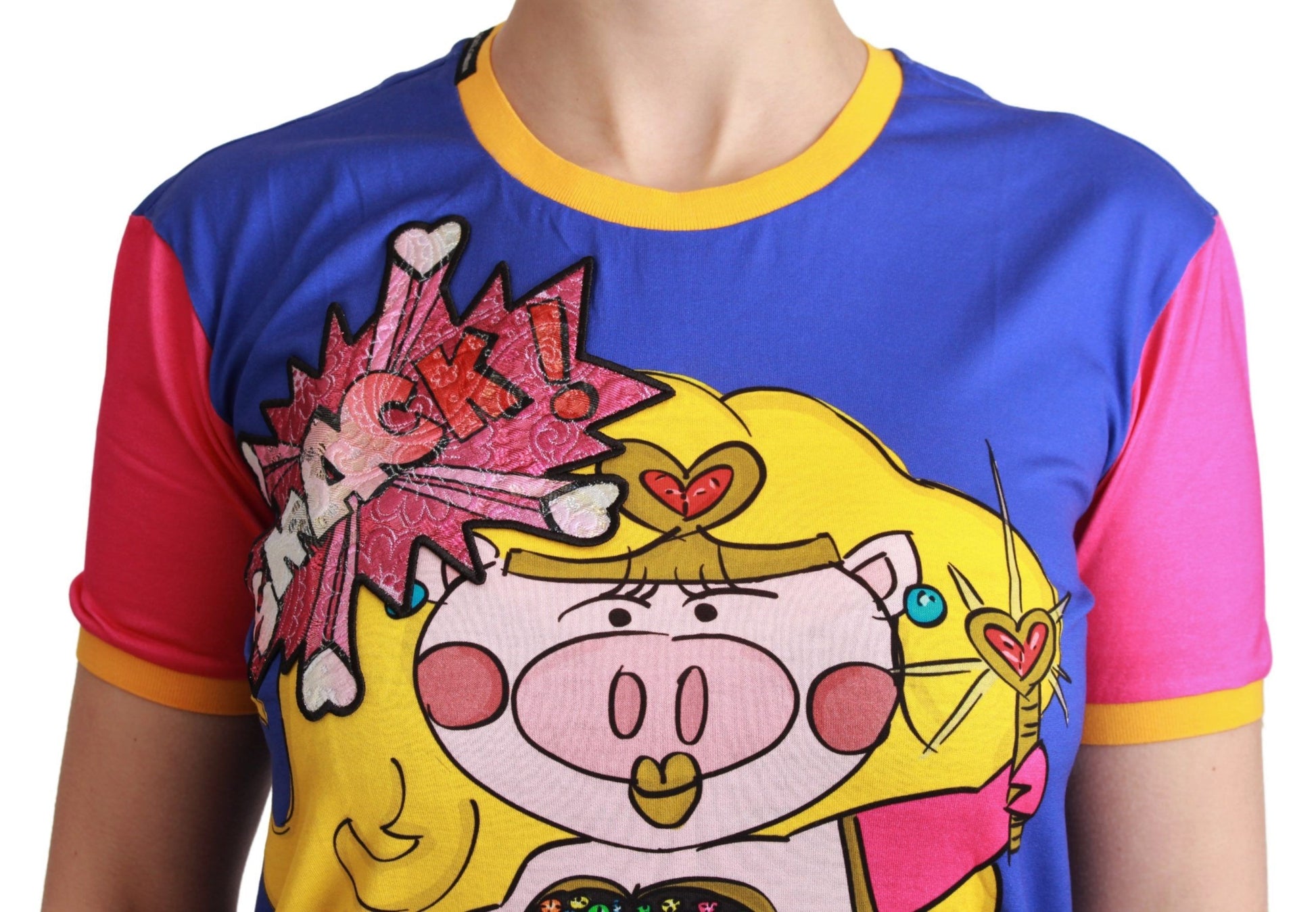 Camiseta elegante de algodón con cuello redondo y motivo de Supergirl de Dolce &amp; Gabbana