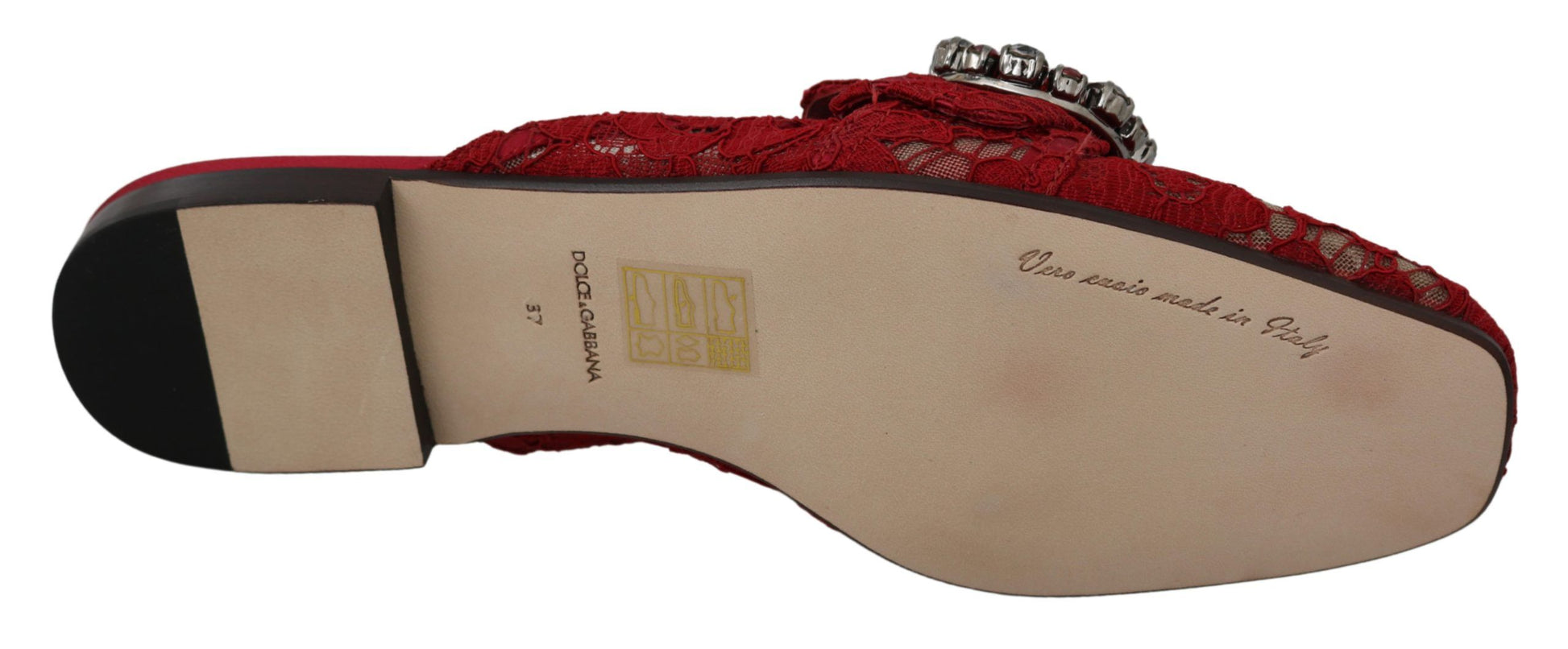 Sandalias planas Dolce &amp; Gabbana Radiant Red con adornos de cristal