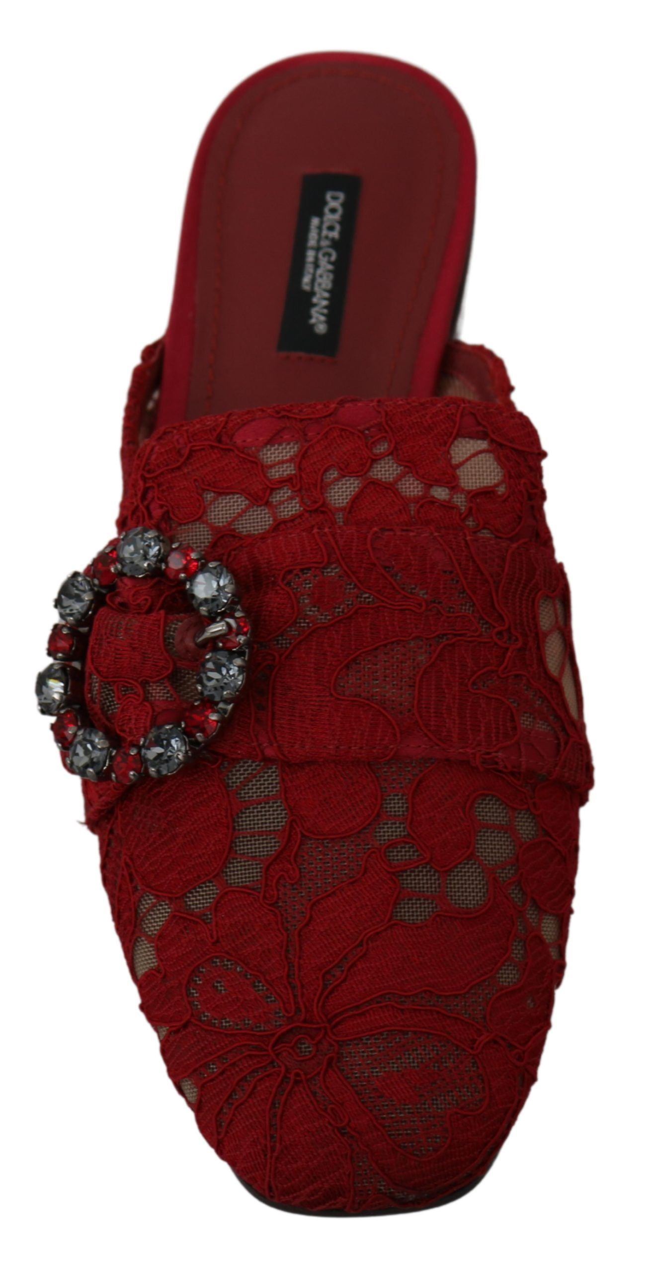 Sandalias planas Dolce &amp; Gabbana Radiant Red con adornos de cristal