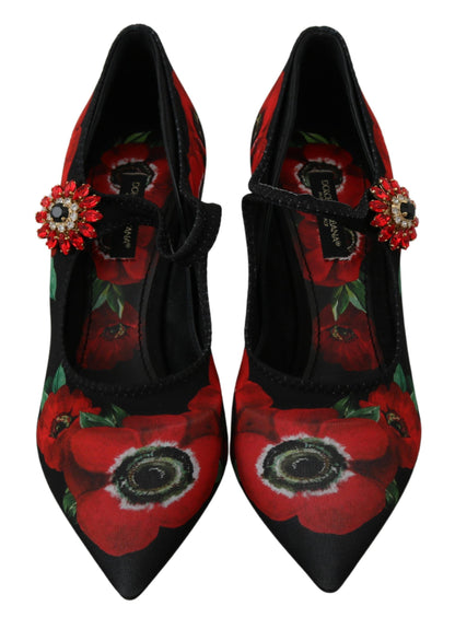 Zapatos Mary Jane con estampado floral y detalle de cristales de Dolce &amp; Gabbana