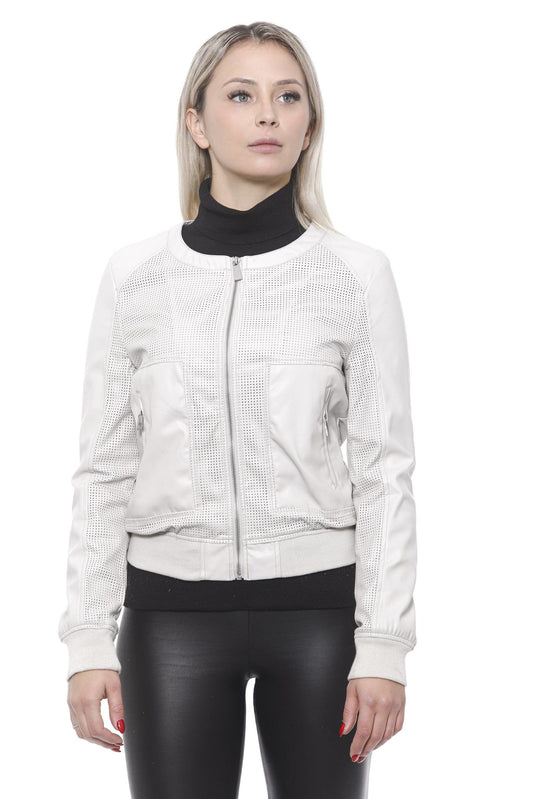 19V69 Italia Chic Chaqueta de piel sintética perforada beige