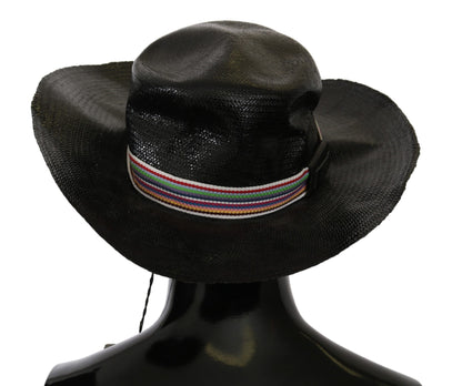 Sombrero de ala ancha negro elegante de estilo nacional: elegancia atemporal