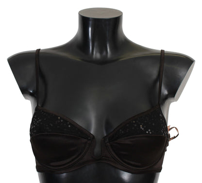 Ermanno Scervino Sequined Brown Balconette Bra