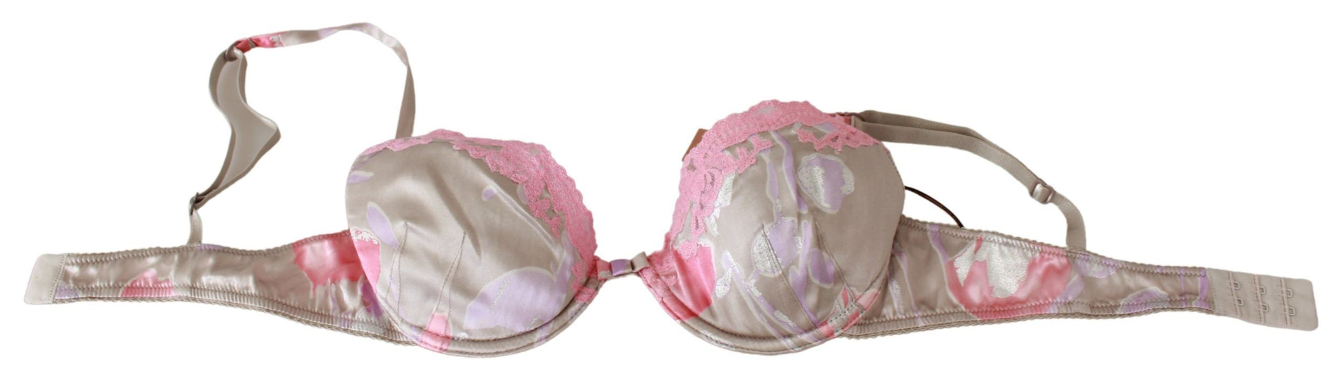 Ermanno Scervino Sujetador push up chic de mezcla de seda y encaje rosa