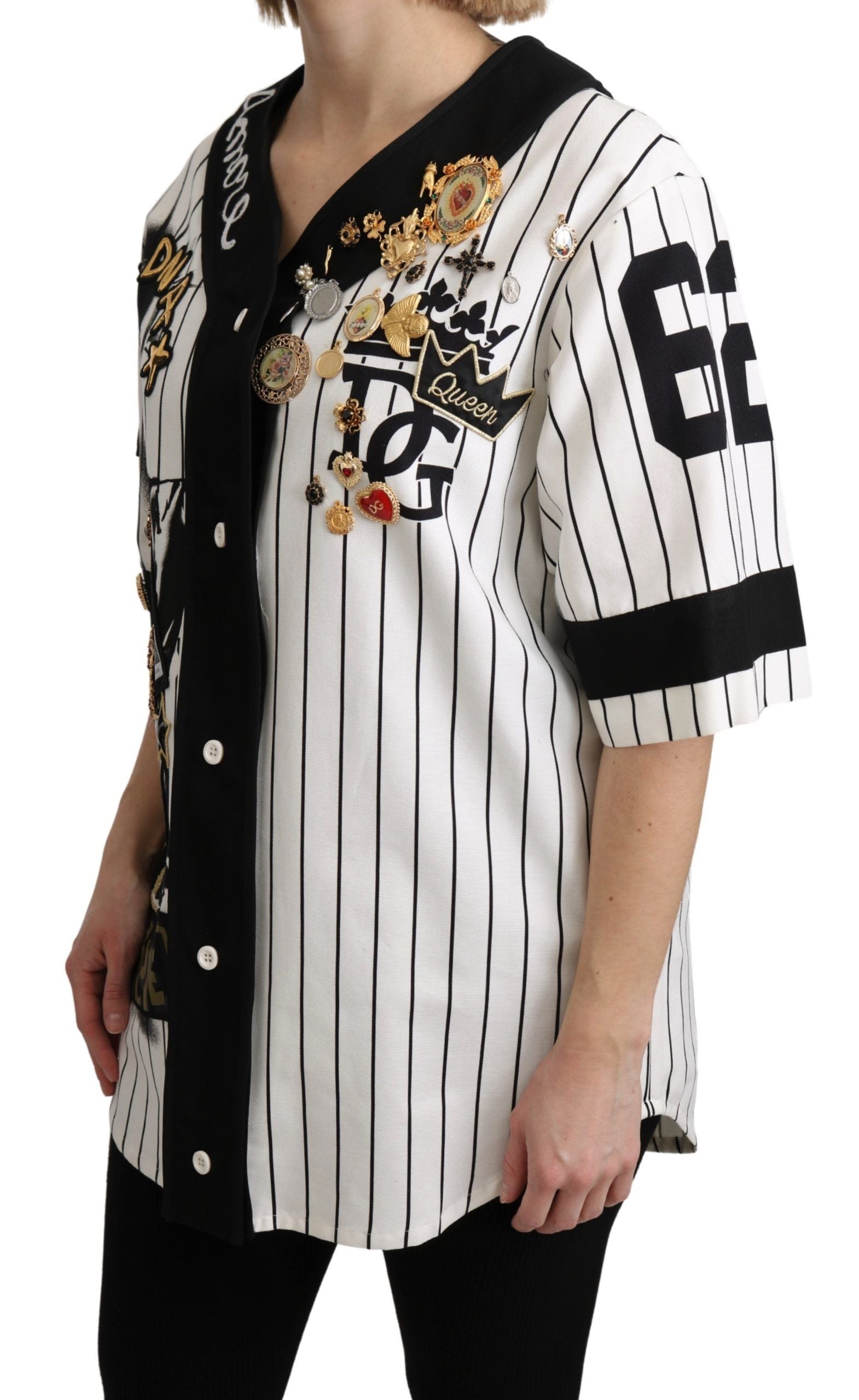 Blusa elegante con escote en V y rayas de Dolce &amp; Gabbana
