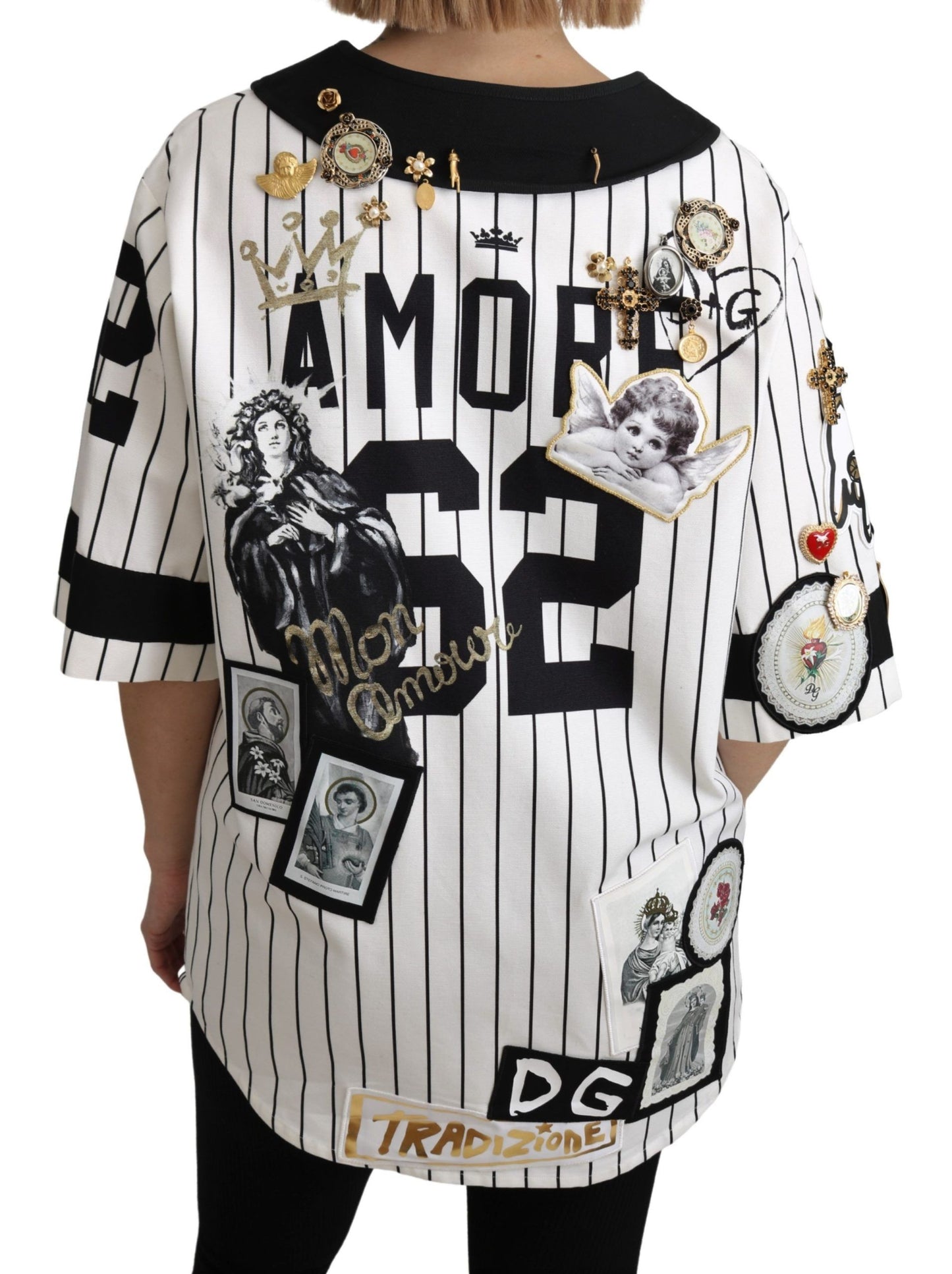 Blusa elegante con escote en V y rayas de Dolce &amp; Gabbana
