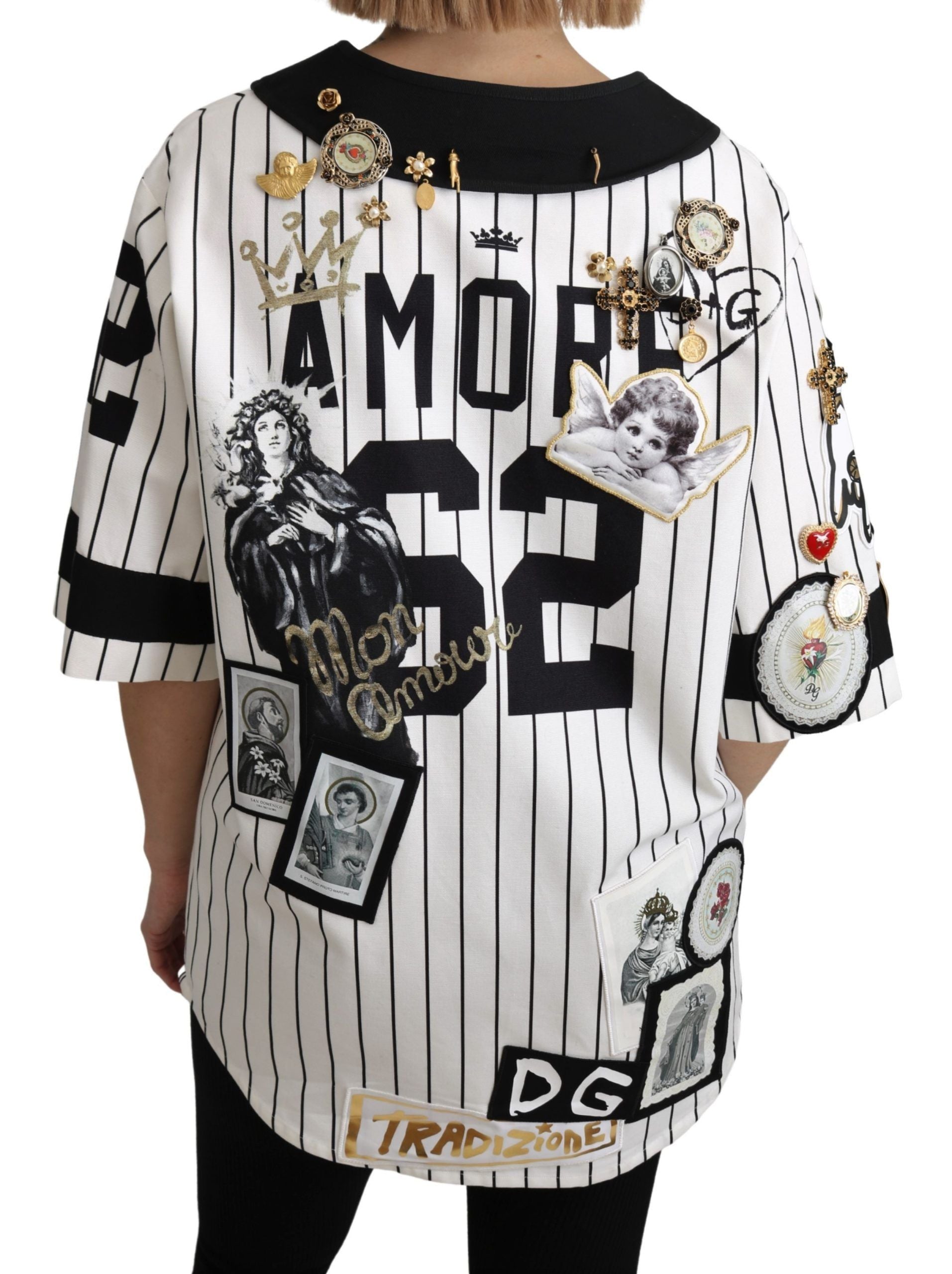 Blusa elegante con escote en V y rayas de Dolce &amp; Gabbana