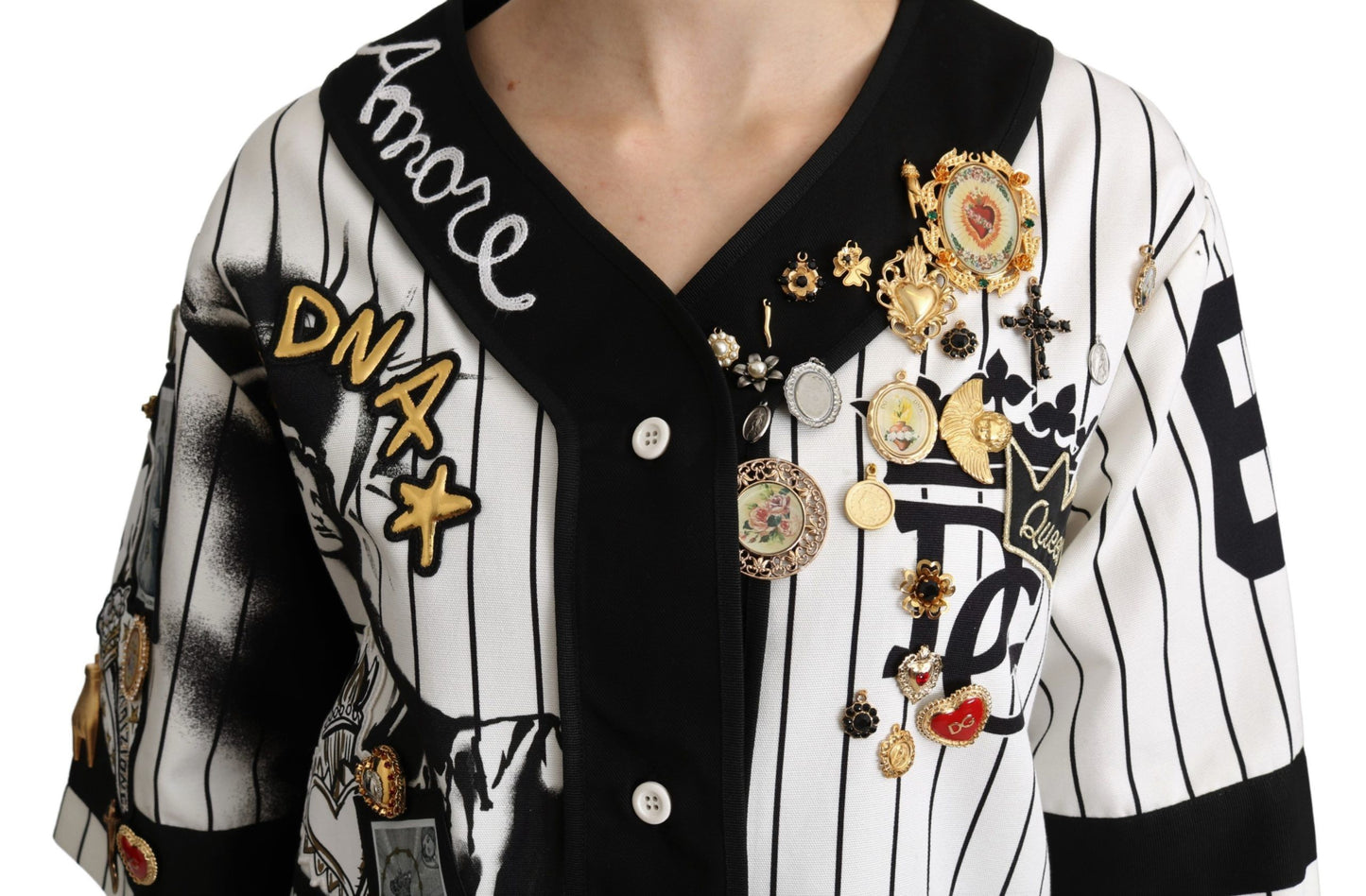 Blusa elegante con escote en V y rayas de Dolce &amp; Gabbana