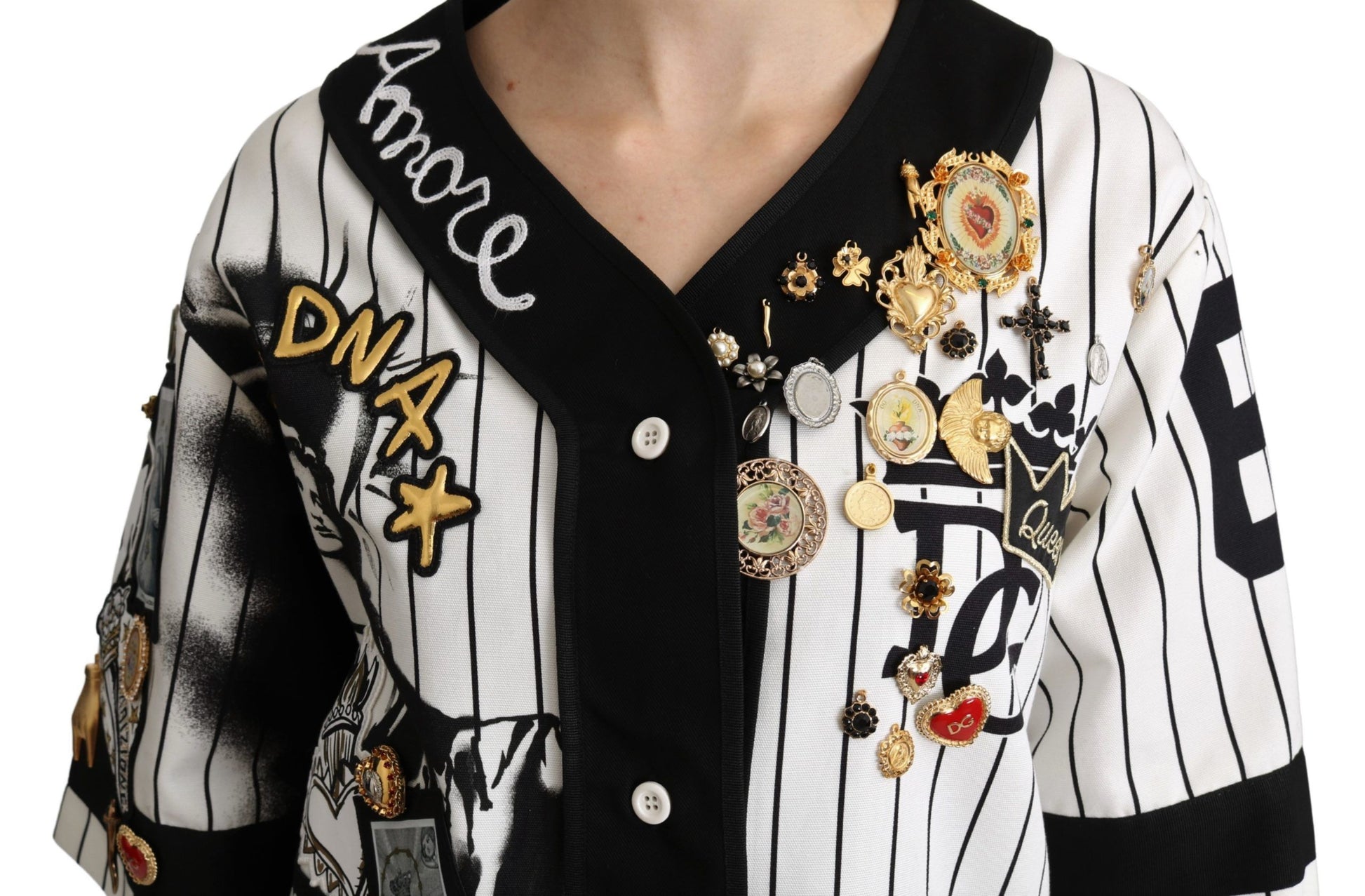 Blusa elegante con escote en V y rayas de Dolce &amp; Gabbana
