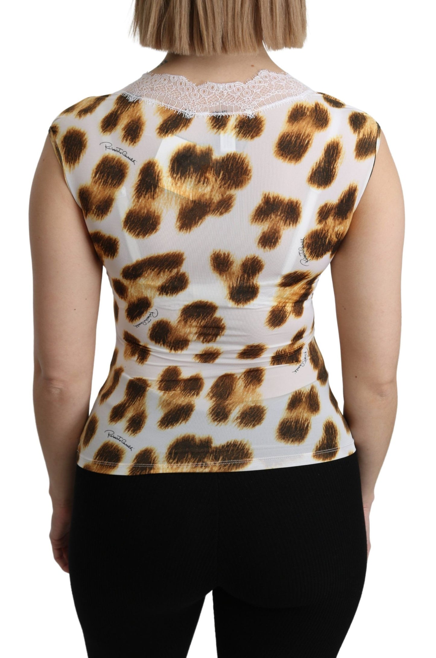 Blusa elegante con estampado de leopardo de Roberto Cavalli