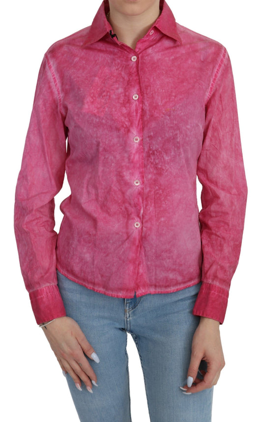 Elegante blusa polo de algodón rosa de Ermanno Scervino