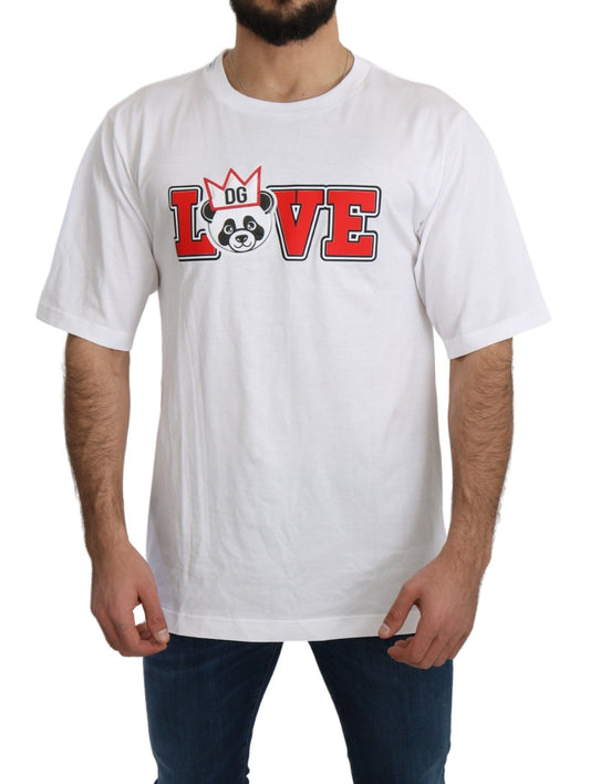 Camiseta de cuello redondo y corte entallado con estampado de Panda Love de Dolce & Gabbana