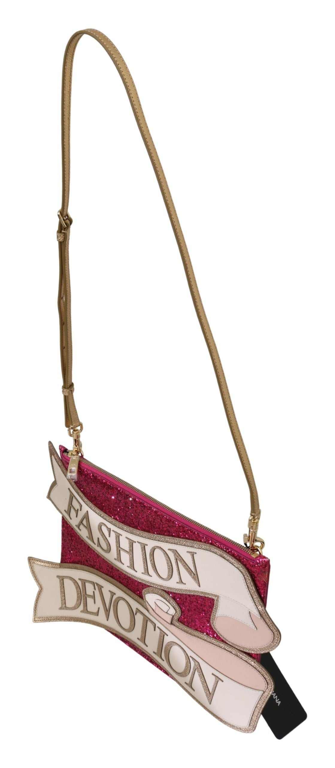 Cartera de mano CLEO con purpurina en color rosa glamoroso de Dolce &amp; Gabbana