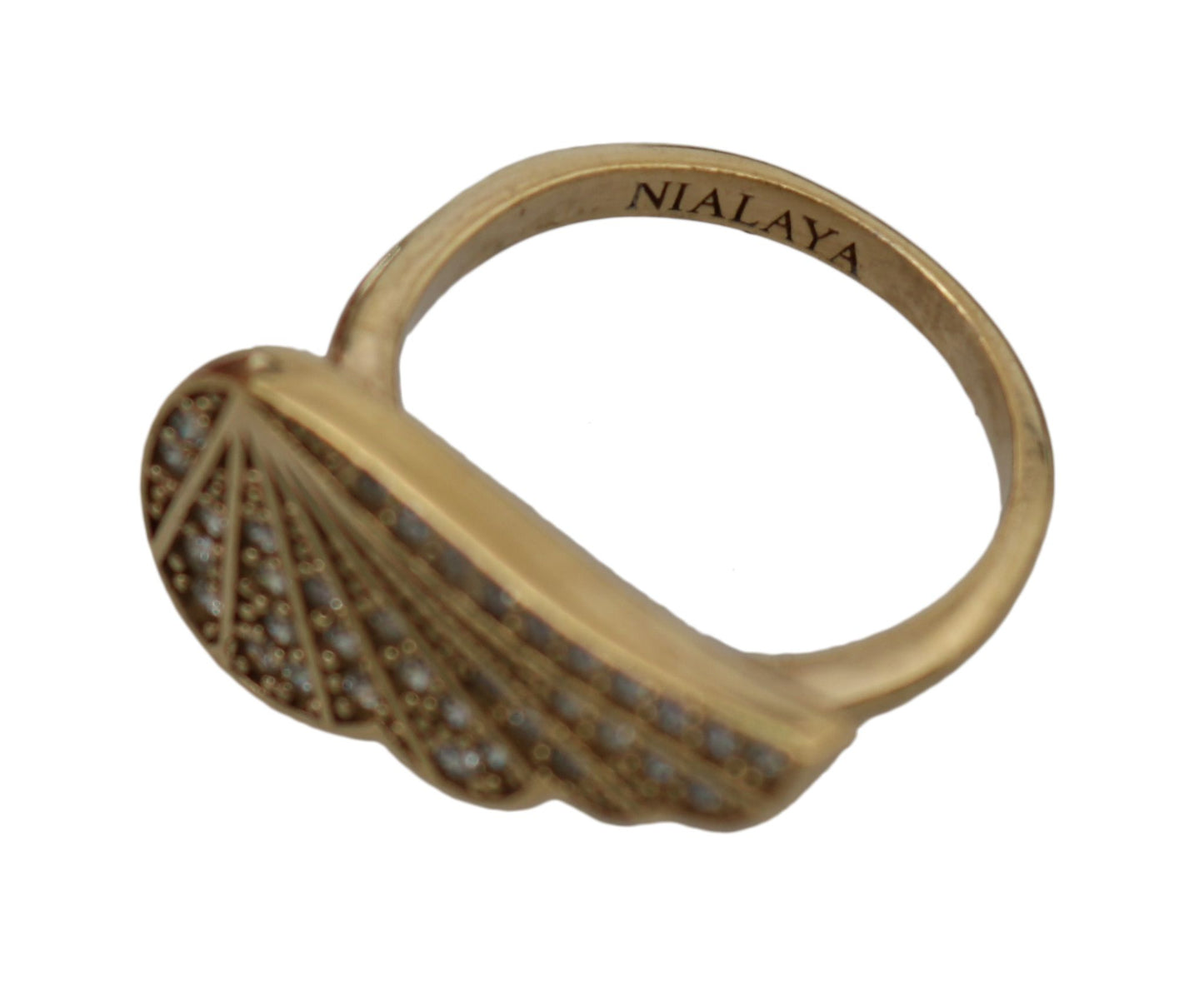 Anillo elegante Nialaya adornado con cristales dorados