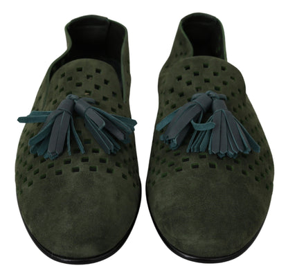 Mocasines elegantes de ante verde de Dolce &amp; Gabbana para hombre