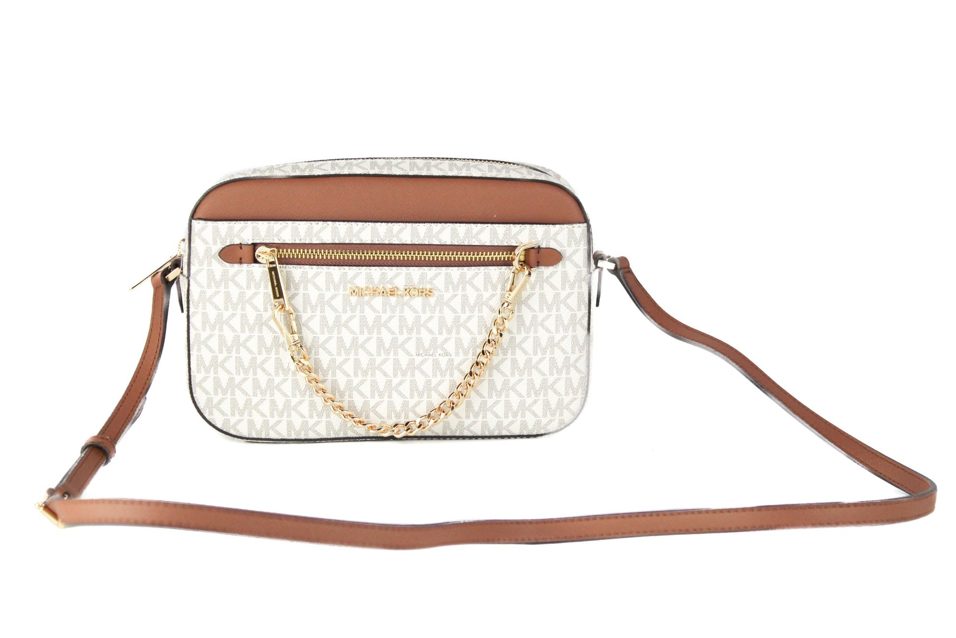 Bolso bandolera grande de piel con cadena y cremallera Jet Set Item de Michael Kors, East West Signature