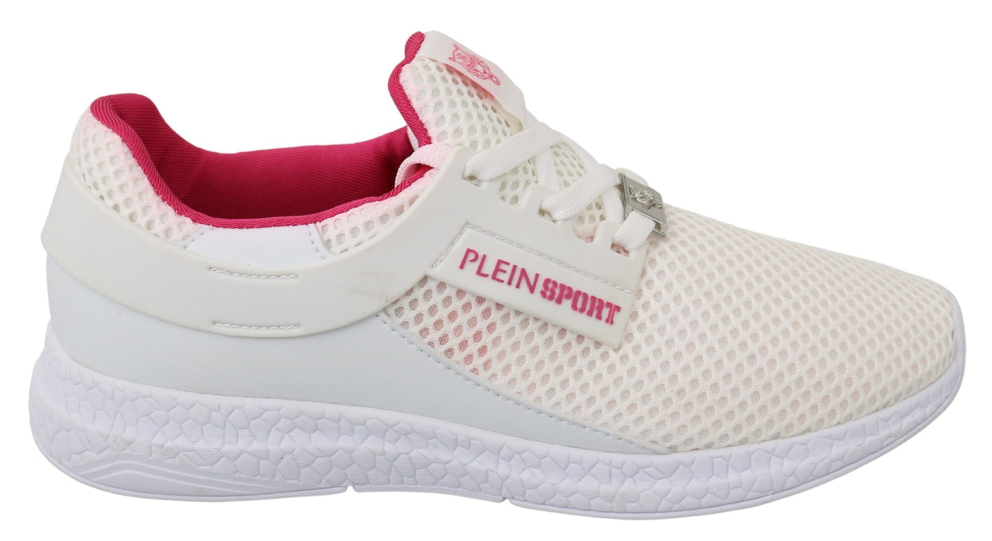 Zapatillas blancas elegantes Becky de Philipp Plein con detalles en rosa