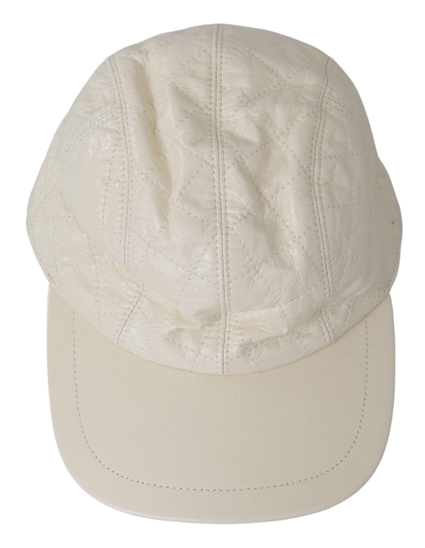 Gorra de béisbol elegante de piel de cordero blanca de Dolce &amp; Gabbana