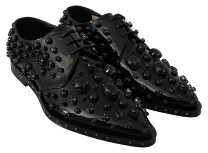 Zapatos de vestir elegantes negros con cristales de Dolce &amp; Gabbana