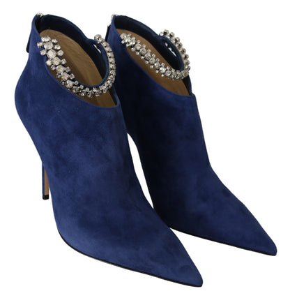 Botas de tacón con tiras de cristal en azul Pop de Jimmy Choo