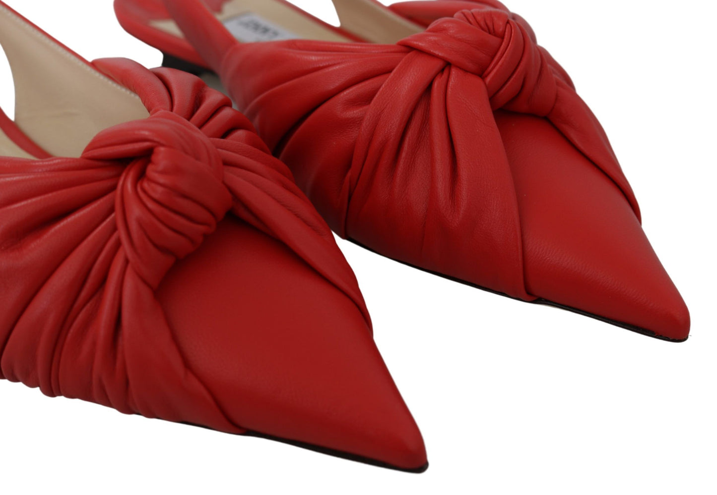 Zapatos planos de cuero con punta en rojo Chic de Jimmy Choo