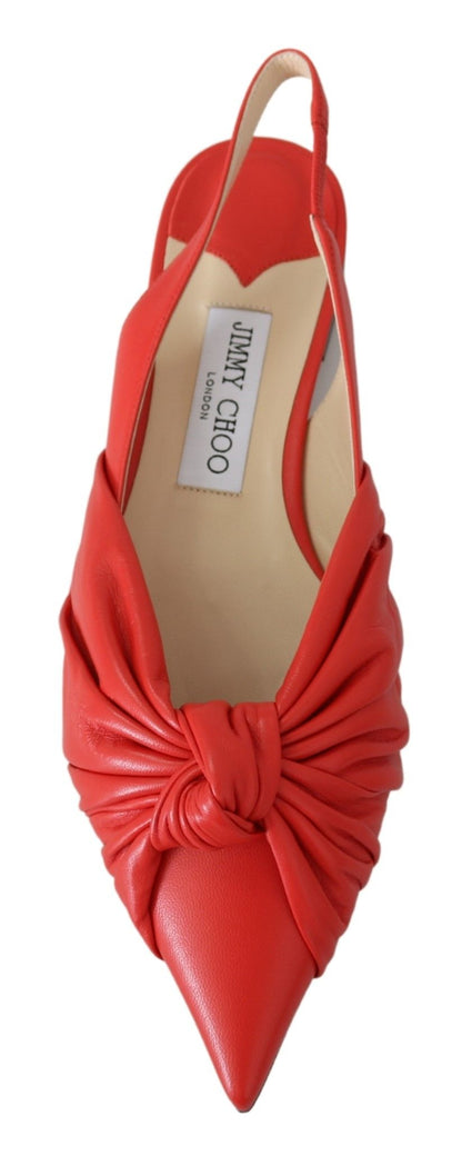 Zapatos planos de cuero con punta en rojo Chic de Jimmy Choo