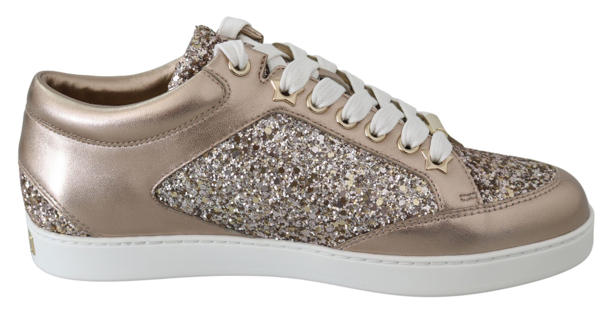 Zapatillas de deporte de cuero con purpurina rosa Ballet de Jimmy Choo