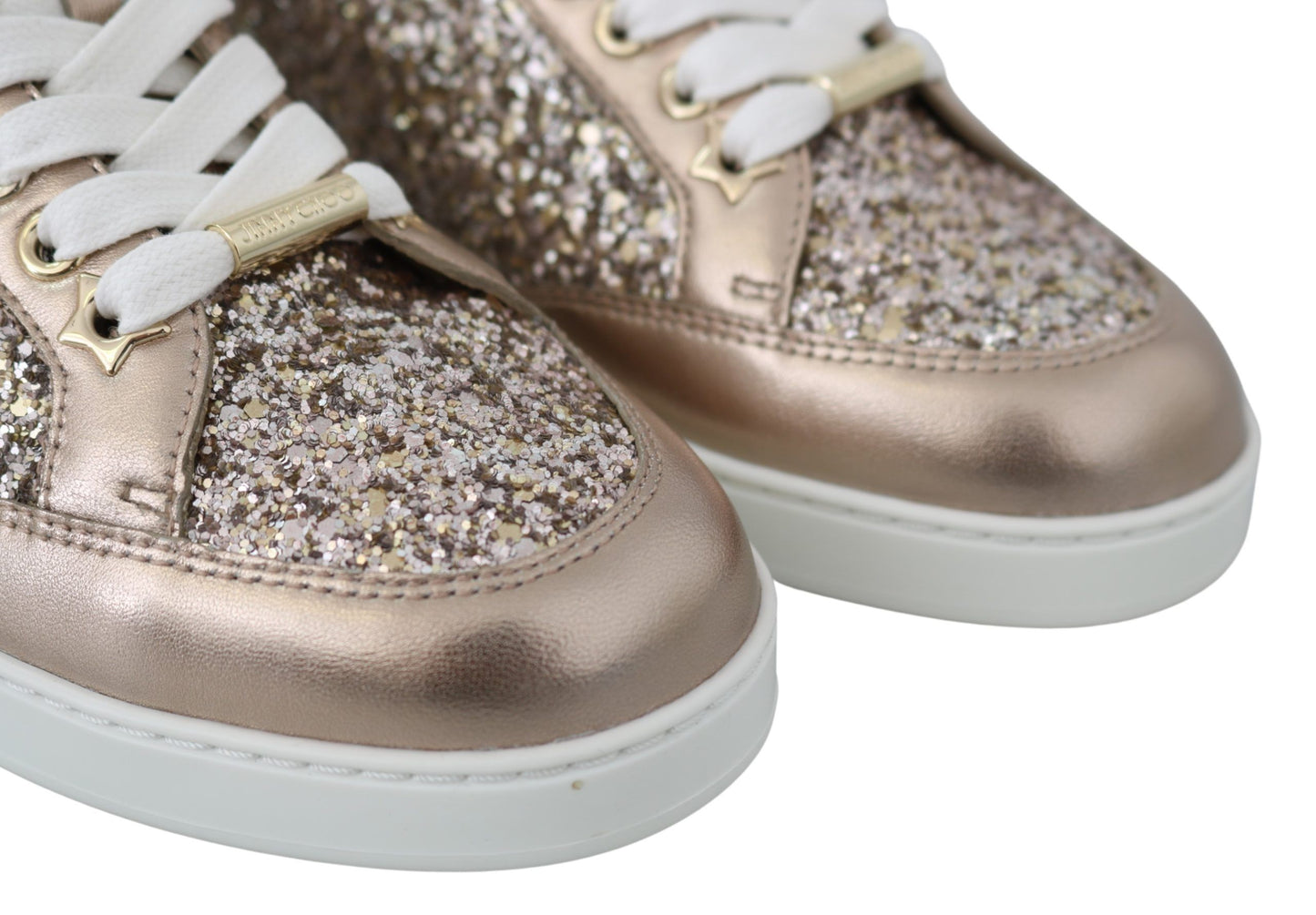 Zapatillas de deporte de cuero con purpurina rosa Ballet de Jimmy Choo