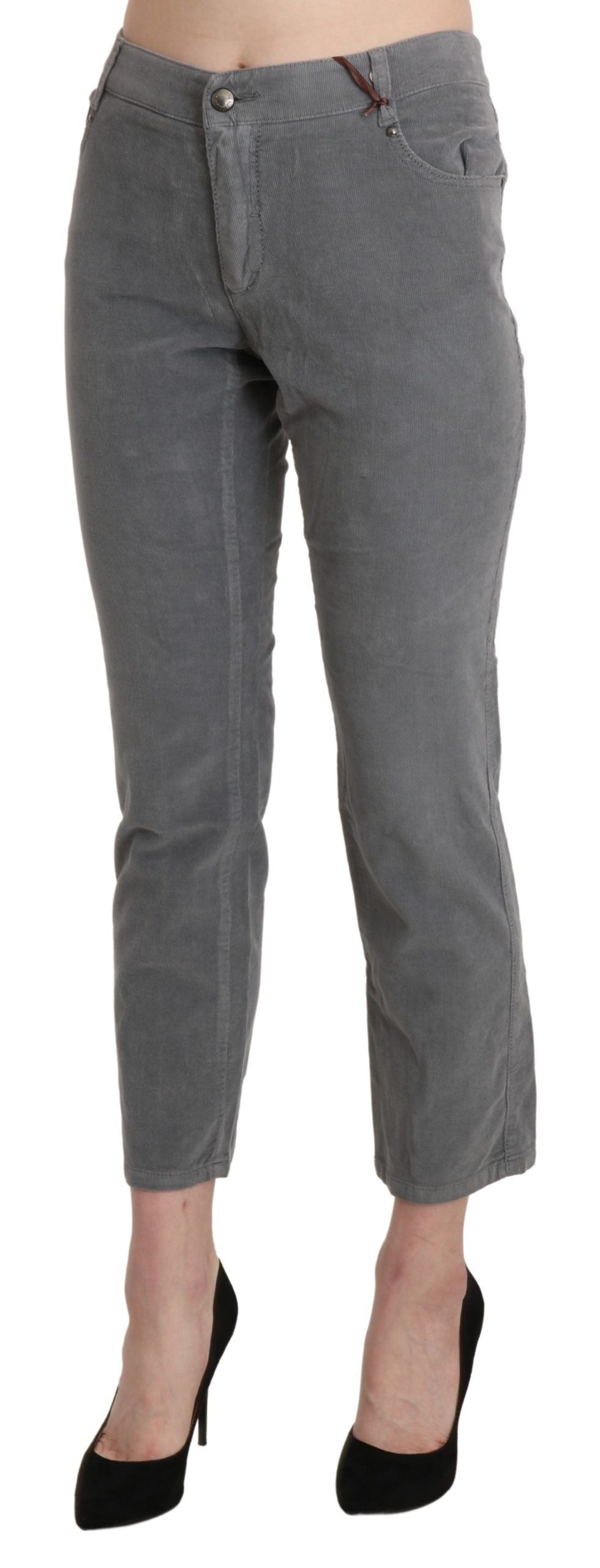 Pantalones capri de talle medio en color gris elegante de Ermanno Scervino