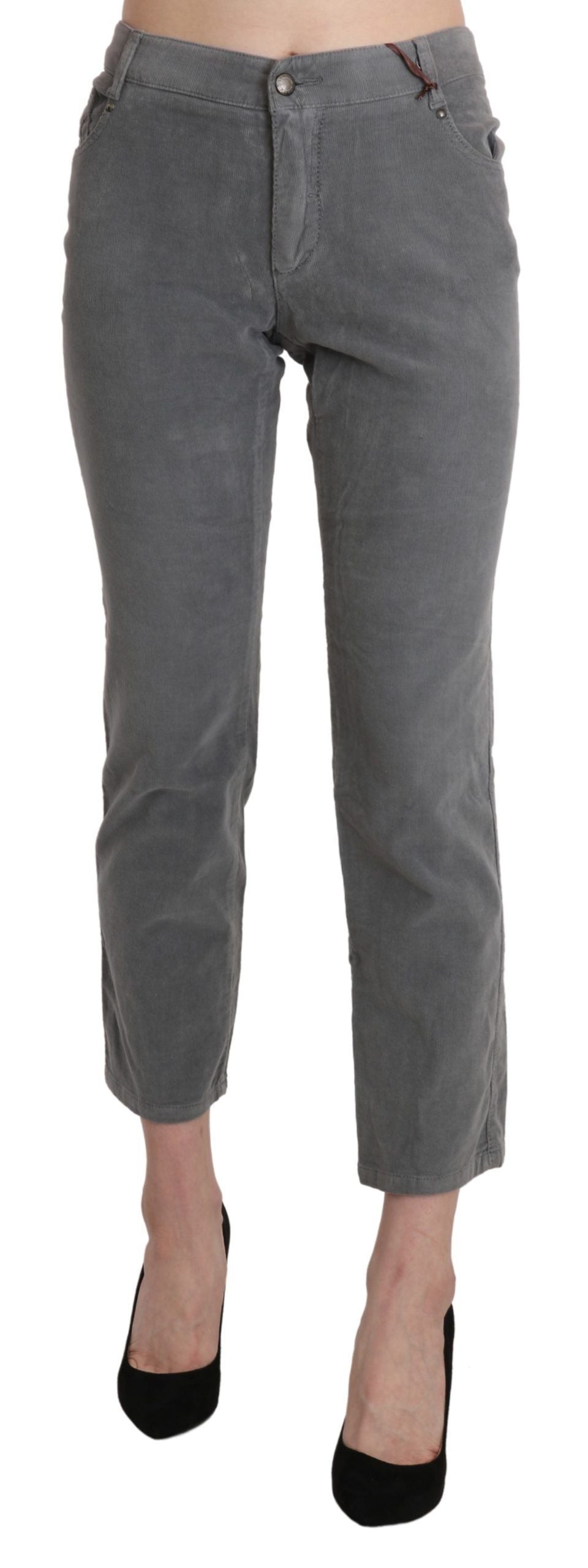 Pantalones capri de talle medio en color gris elegante de Ermanno Scervino