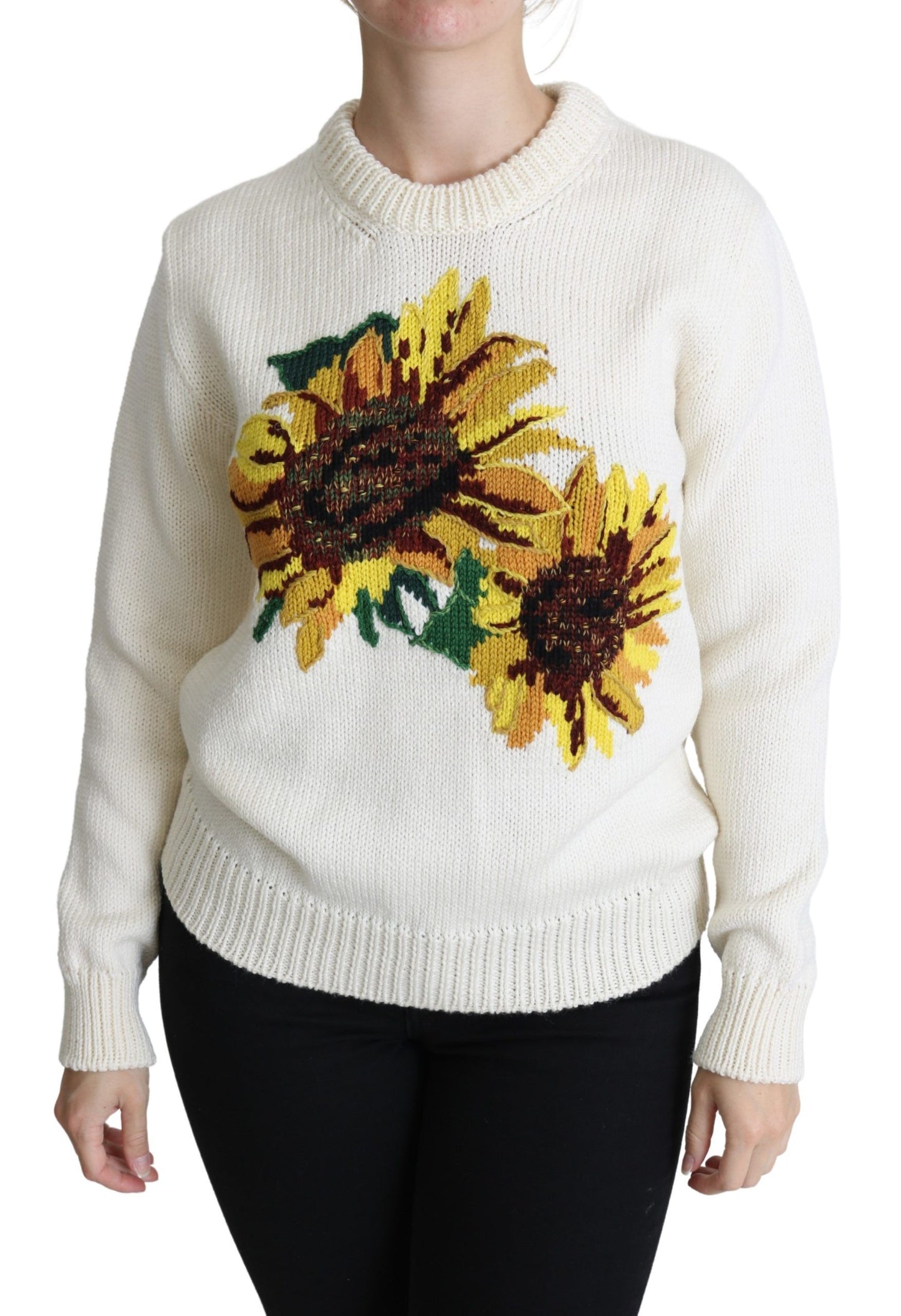 Suéter elegante de punto con girasoles de Dolce &amp; Gabbana