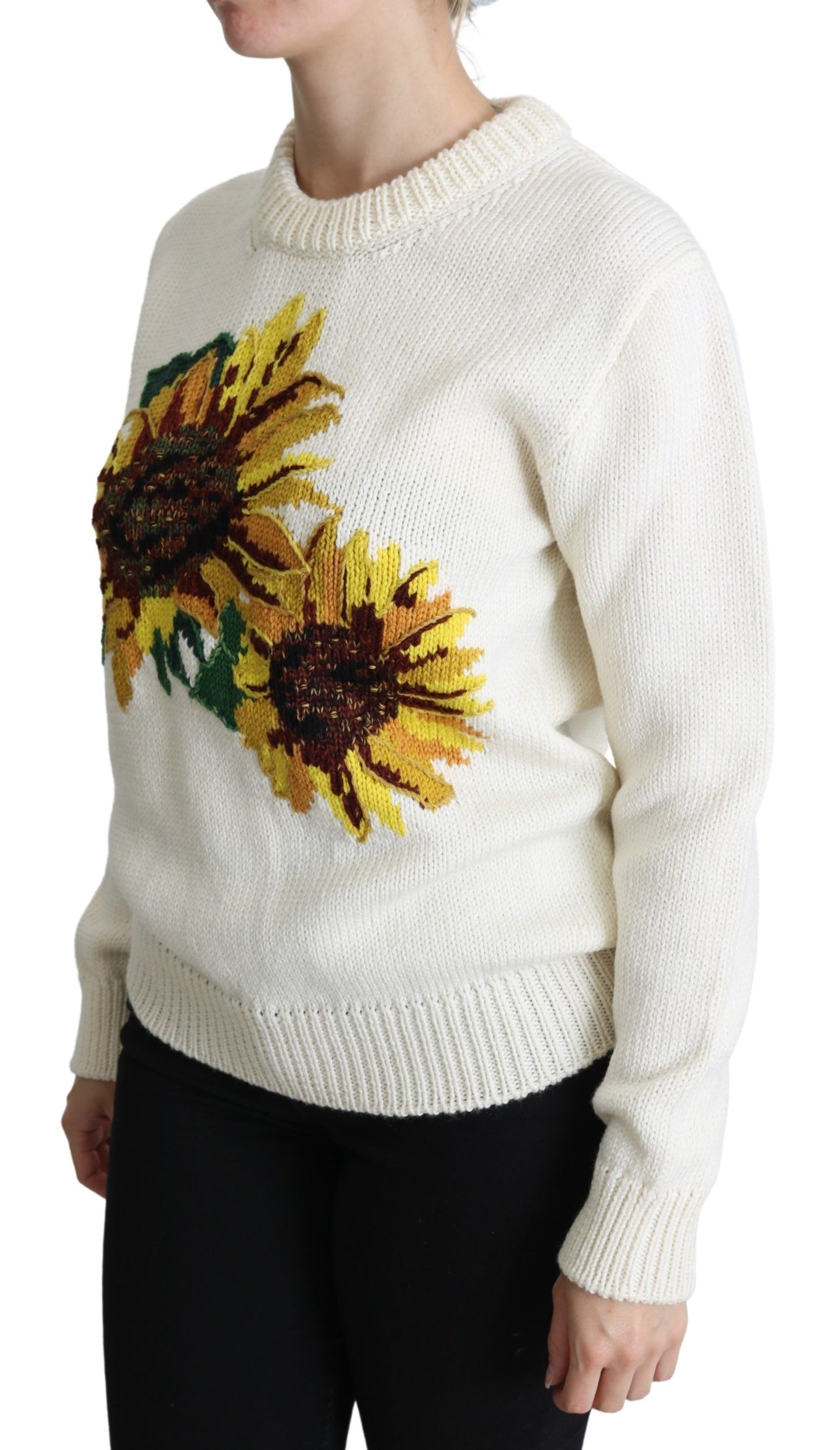 Suéter elegante de punto con girasoles de Dolce &amp; Gabbana